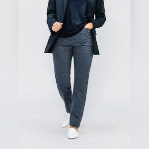 Ministry of Supply Women's Fusion Straight Leg Pant High Rise L Long Navy Blue